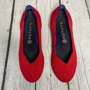 Rothy's The Flat Red Round Toe Signature Classic Flats Shoes Women’s Size 10